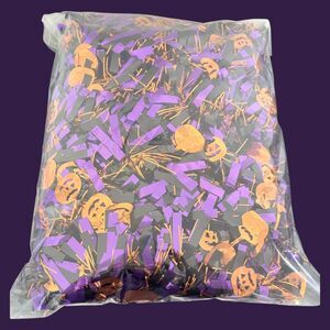 Black, Orange, Purple  Tinsel Garland with Pumpkin Accents Halloween Decor 33 ft